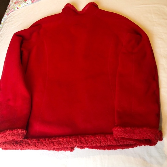 Green Tea Plush Fleece Jacket Full Zip Red SZ XL - Picture 2 of 8